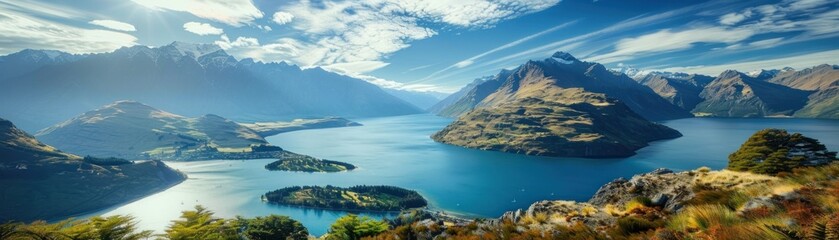 Naklejka premium Beautiful Nature Landscape HD View Concept Scenic Beauty and Natural Serenity.