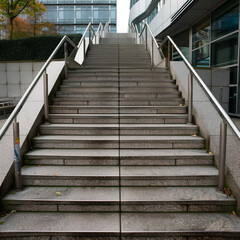 Fototapeta premium Anti-Slip Grit Coated Public Stairway for Enhanced Safety and Stability