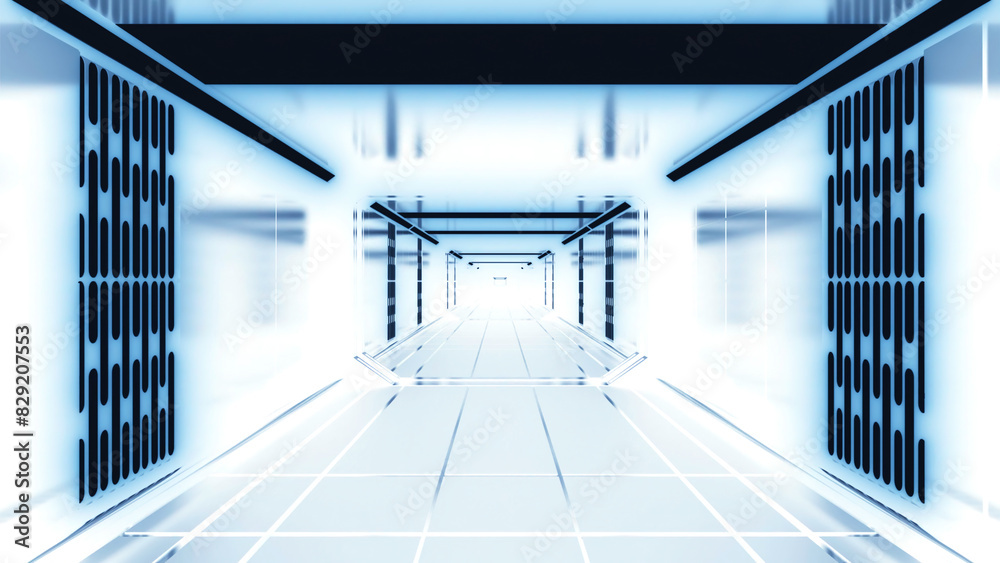 Canvas Prints 3d corridor in negative. design. 3d animation of moving corridor with white walls. psychedelic corri