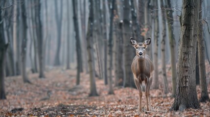 A solitary deer in the woods