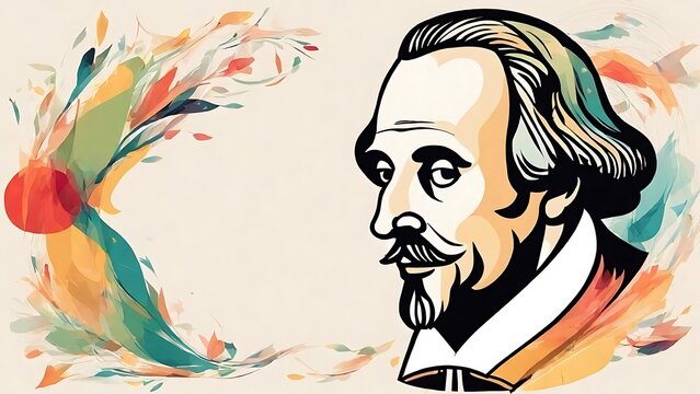 Shakespeare abstract Creative Digital Art with art fashion and Blank space Canvas for Inspirational Quotes or text writing