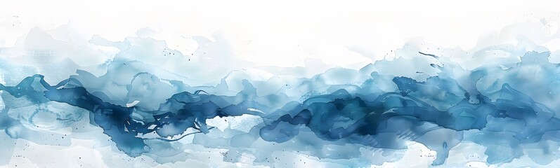 blue watercolor wave on white background