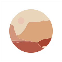 Circle mountain landscape background vector element