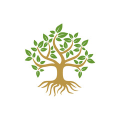 Obraz premium tree with roots logo design symbol