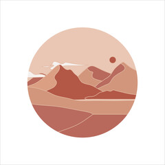 Circle mountain landscape background vector element