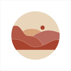 Circle mountain landscape background vector element