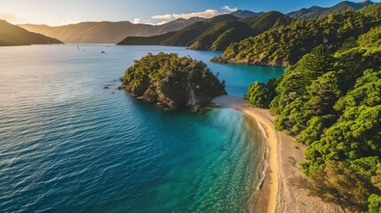 Experience the tranquil beauty of Lake Wanaka at sunrise, featuring the famous Wanaka tree and the majestic mountains. A breathtaking scene on New Zealand's South Island