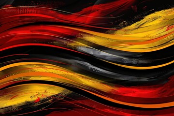 Dynamic Abstract German Flag Wallpaper with Flowing Lines in Red, Yellow, and Black