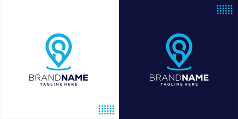 Creative Letter S Logo with GPS Pointer Map Pin for Location Search Address Design, Design Inspiration, Illustration, Vector