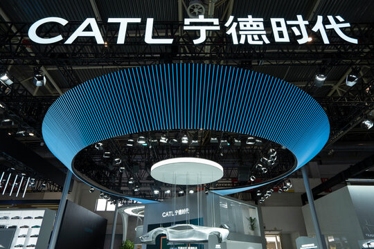 Beijing, China - Apr 30, 2024: CATL's booth at the Beijing International Automotive Exhibition (Auto China 2024). Contemporary Amperex Technology Co., Limited (CATL) is a Chinese battery manufacturer.