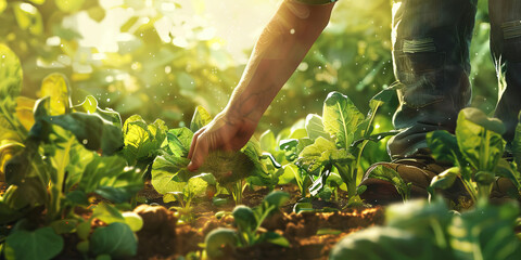 A gardener diligently weeds their prized vegetable garden, anticipating the bounty of fresh produce they'll soon harvest