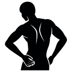Fototapeta premium A man suffering back pain problem vector silhouette, white background