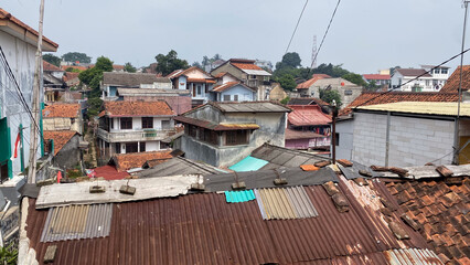 slum city with a lot of houses, densely populated, poor residential area
