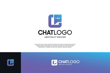 Square chat logo design. letter O logo with chat logo combination
