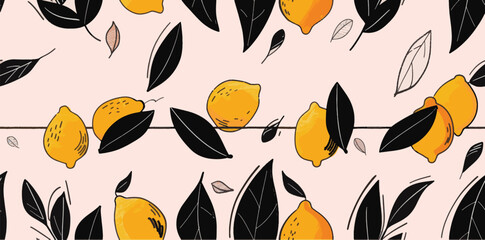 summer yellow lemon seamless pattern background design