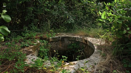 The well became dry and overgrown with weeds