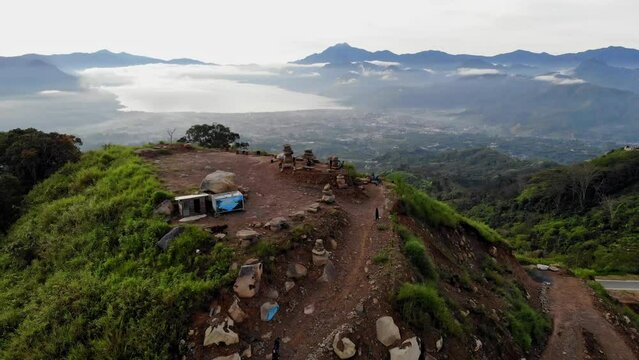 Aerial video of the morning view at Pantan Terong, Takengon, Aceh
