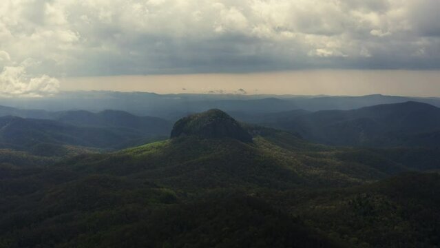 Morning light over Looking Glass Rock near Asheville NC on Blue Ridge Parkway