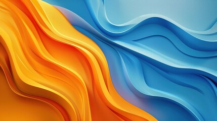 Elegant wavy background in vibrant blue and orange hues, ideal for modern design projects