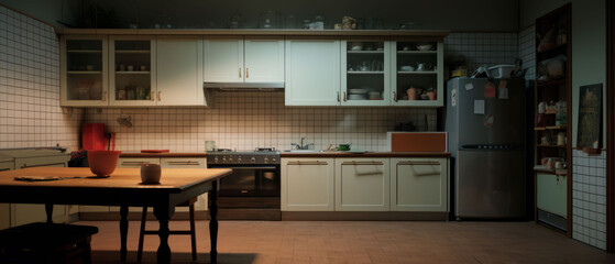 Contemporary Fusion of Luxury and Comfort in Design with Kitchen by generative Ai.