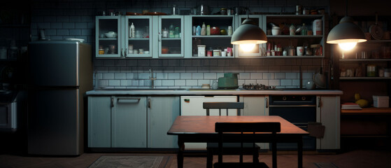 Contemporary Fusion of Luxury and Comfort in Design with Kitchen by generative Ai.