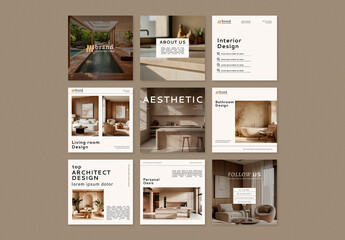 Interior Social Post Banner Template With Generative AI