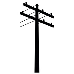 Electric pole. Power lines. Energy pylons vector silhouette, black color illustration