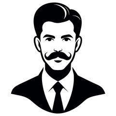 A vintage man profile vector silhouette, a man profile vector illustration black color, white background