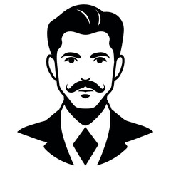 A vintage man profile vector silhouette, a man profile vector illustration black color, white background