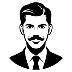 A vintage man profile vector silhouette, a man profile vector illustration black color, white background