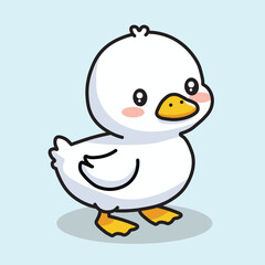 Illustration Vector Graphic Cartoon of a Cute and Charming Little Duck with a Playful Expression