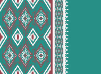 Ikat fabric pattern green abstract