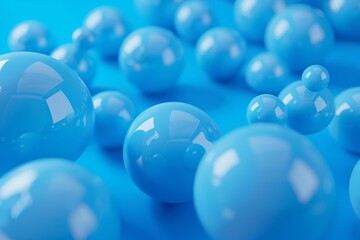 Blue bouncing balls rendered in 3D for background