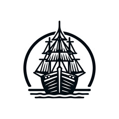 pinisi ship illustration, pinisi ship silhouette