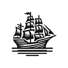 pinisi ship illustration, pinisi ship silhouette