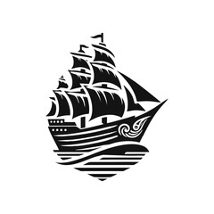 pinisi ship illustration, pinisi ship silhouette