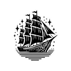 pinisi ship illustration, pinisi ship silhouette