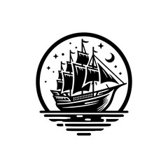 pinisi ship illustration, pinisi ship silhouette