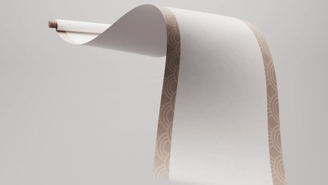 Blank Chinese ancient reel banner, 3d rendering.
