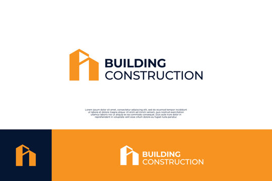 Building construction logo design. Apartment architect logo.
