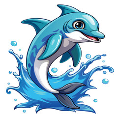 Realistic funny dolphin for vector design