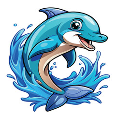 Realistic funny dolphin for vector design
