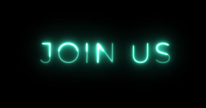 join us neon text animation