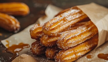 Classic Churros served with caramel and sugar