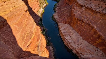 Aerial View of a Canyon with a River Running Through It