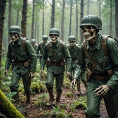Fototapeta premium Skeleton Soldiers in the Forest