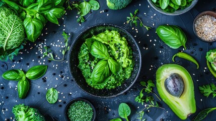 Obraz premium Plant-based, nutritious lunch or dinner fare. 