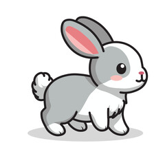 Illustration Vector Graphic Cartoon of a  Endearing Miniature Bunny with Playful Expression