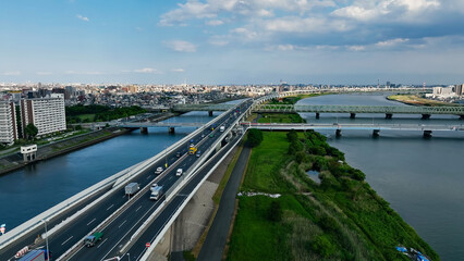 高速道路の空撮