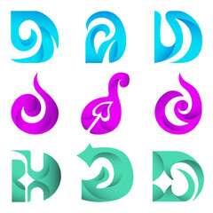 Vector Bundle Gradient D Modern Logo